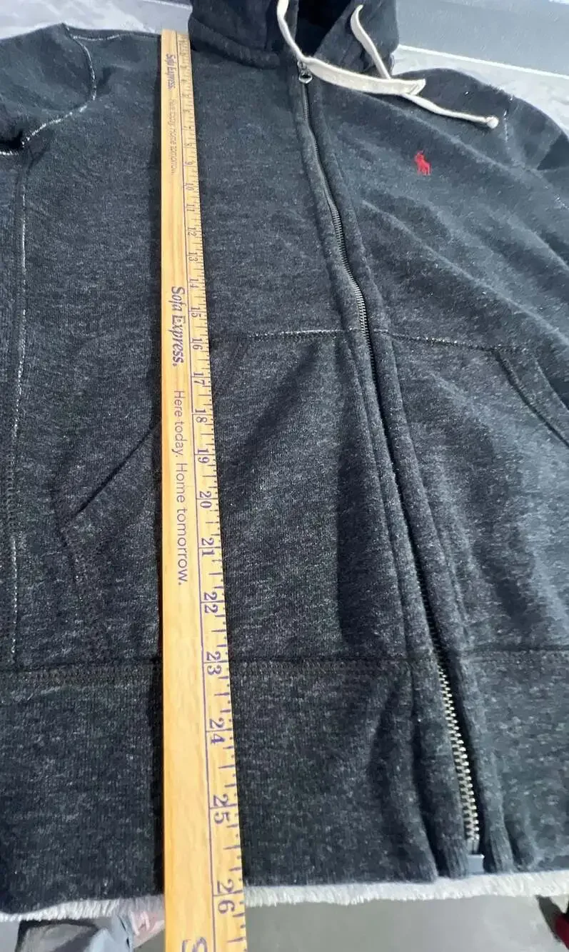 Polo Ralph Lauren Full Zip Hoodie Sweatshirt Dark Gray Heathered Men's Medium